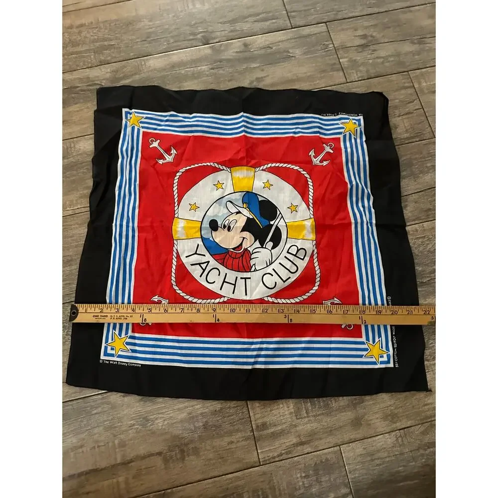 Vintage Disney Mickey Mouse Yacht Club Bandana Scarf Multi Wall Hanging Decor